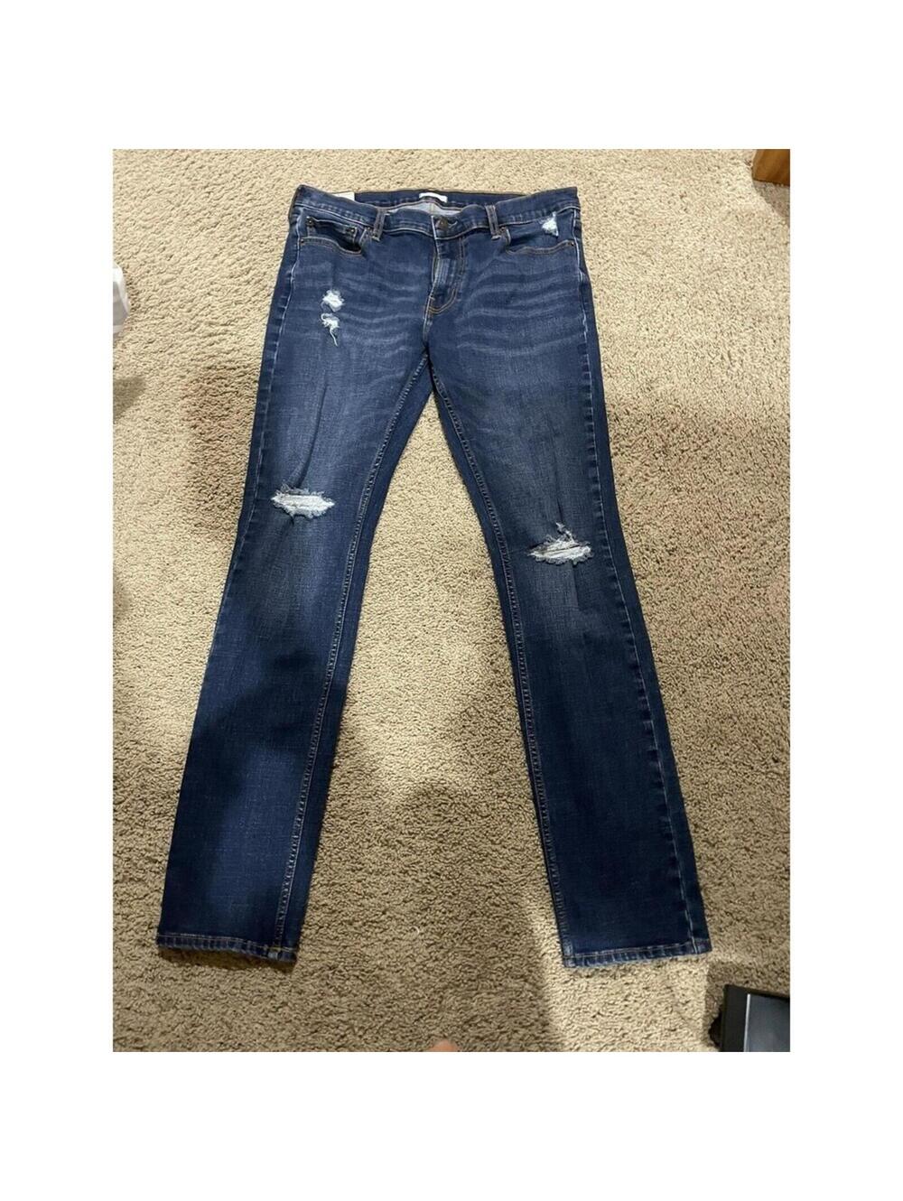 womens abercrombie and fitch jeans skinny dark wash blue W34 L34 stretch